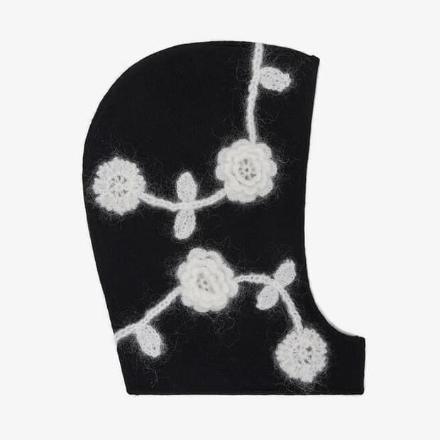 가니 25fw 플라워 모헤어 바라클라바/블랙