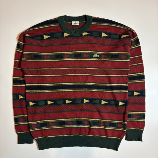 라코스테 아카이브 기하학 패턴 니트