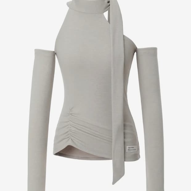 이네기 Birth Shirring Scarf Top 샌드 베이지