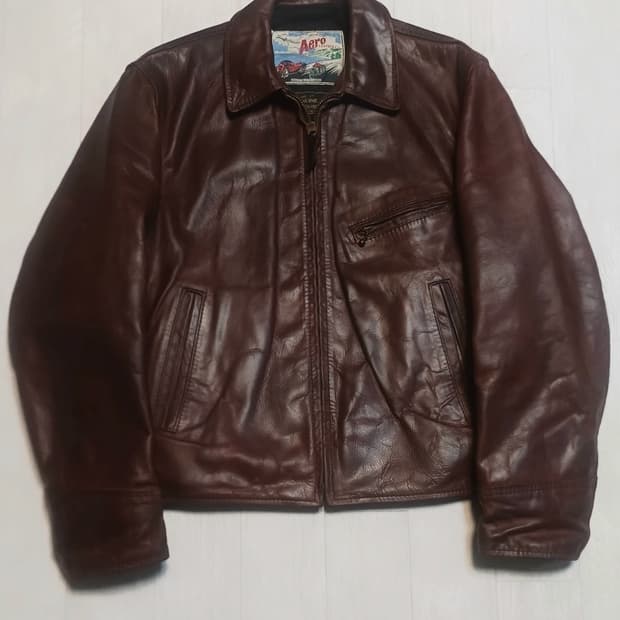 에어로레더 하프벨트 크롬악셀 호스하이드 말가죽레더자켓38 아메카지워크웨어