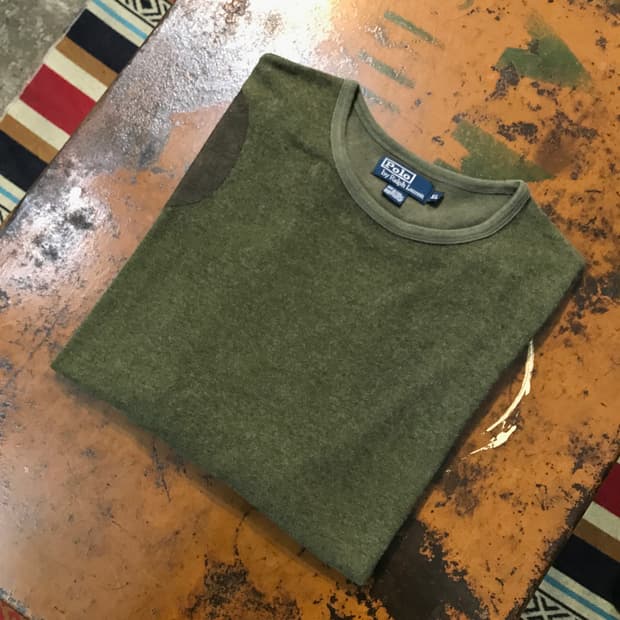 폴로랄프로렌 스웨이드 패치 카키 울 혼방 롱 슬리브 남성 110 사이즈 