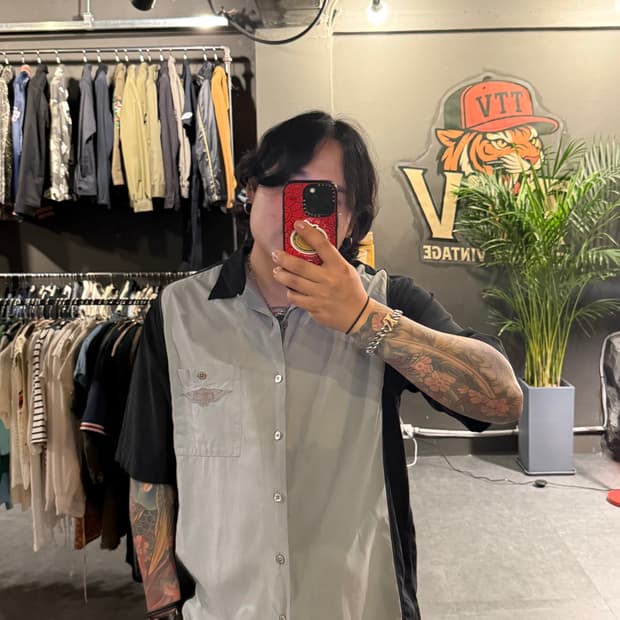 HALEY DAVIDSON 할리데이비슨 스컬패치 빈티지 반팔셔츠