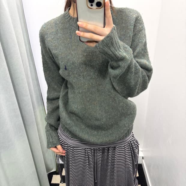 폴로 그린 울 니트