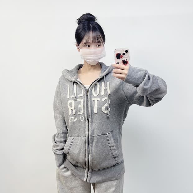 홀리스터 스펠 로고 후드집업 그레이