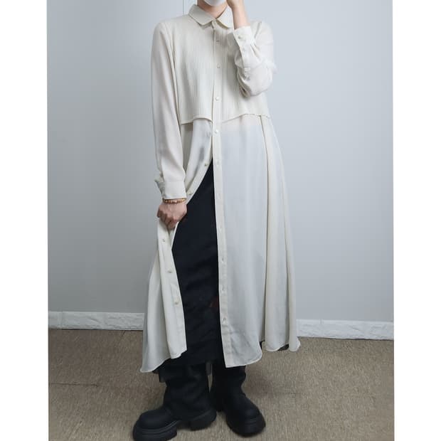 Hiroko bis 레이어드 롱 블라우스