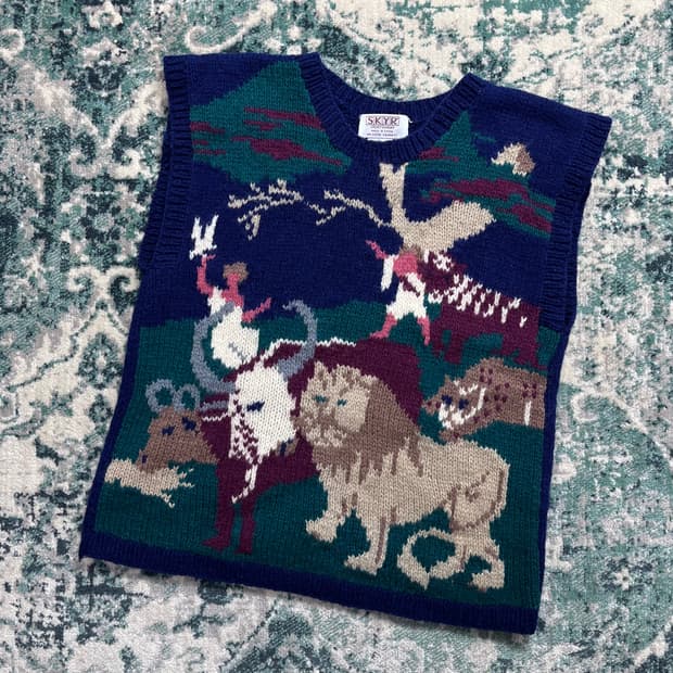 90s Skyr Shetland 울 스웨터 빈티지 니트 베스트(38)