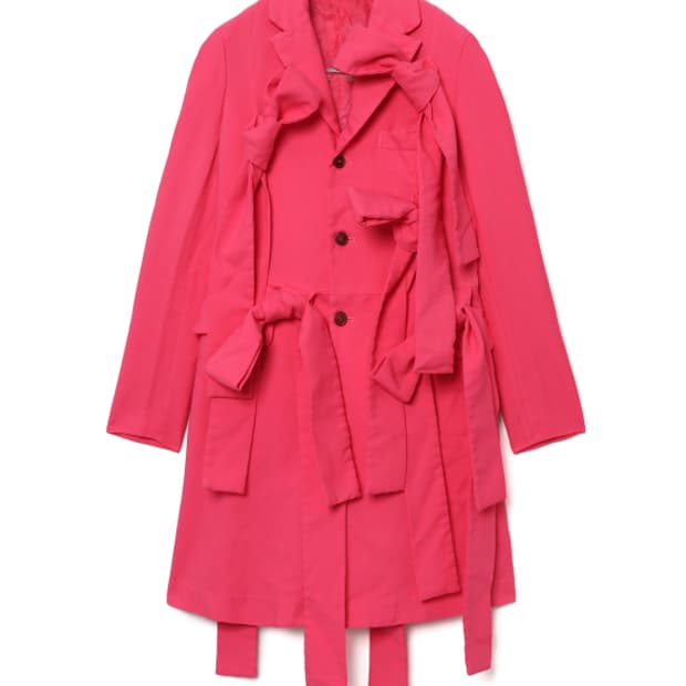 새상품 꼼데가르송 옴므플러스 핑크리본 코트 XS