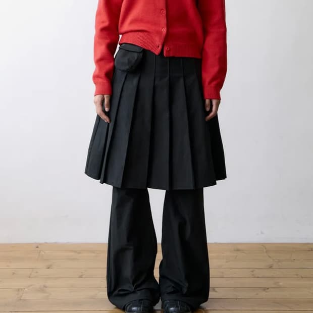 더콜디스트모먼트 스커트 레이어드 팬츠 블랙 M