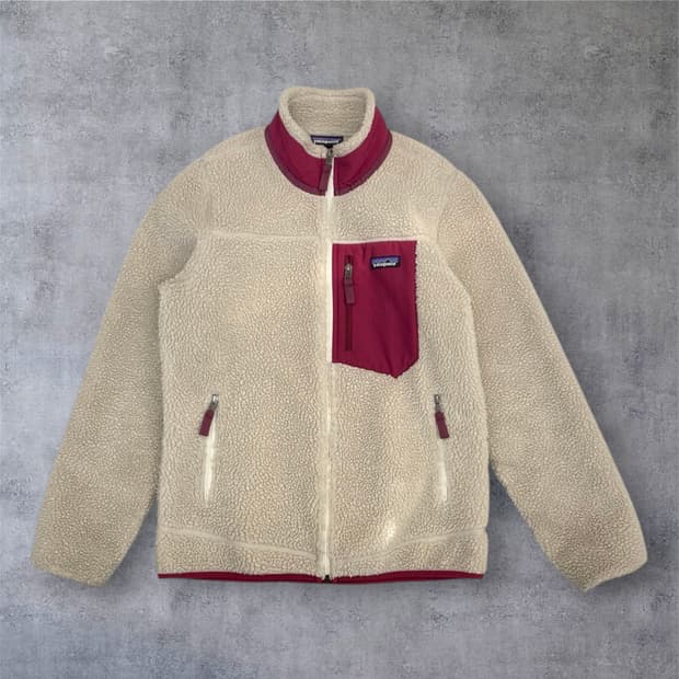 파타고니아 버건디 아이보리 클래식 레트로-X 플리스 자켓 M
