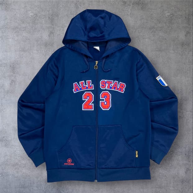 컨버스 네이비 컬러 올스타 빅로고 트랙 후드 집업
