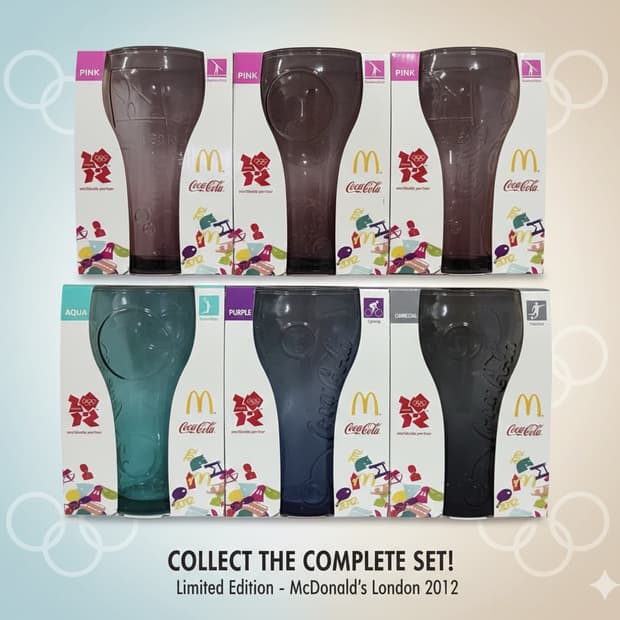 2012 런던올림픽 맥도날드 코카콜라 유리컵 굿즈 팝니디
