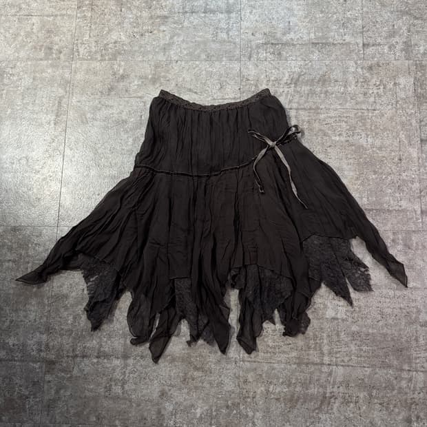 레이스 레이어드 사이드 리본 페어리 스커트