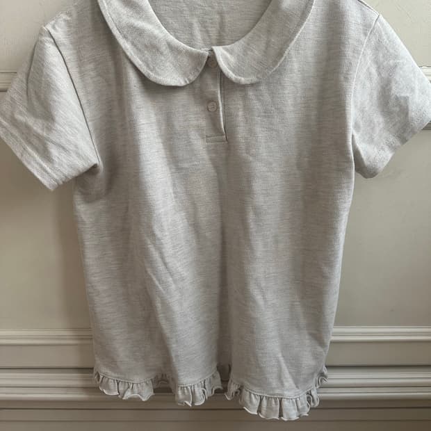 프릴 카라 반팔 티셔츠 오트밀 