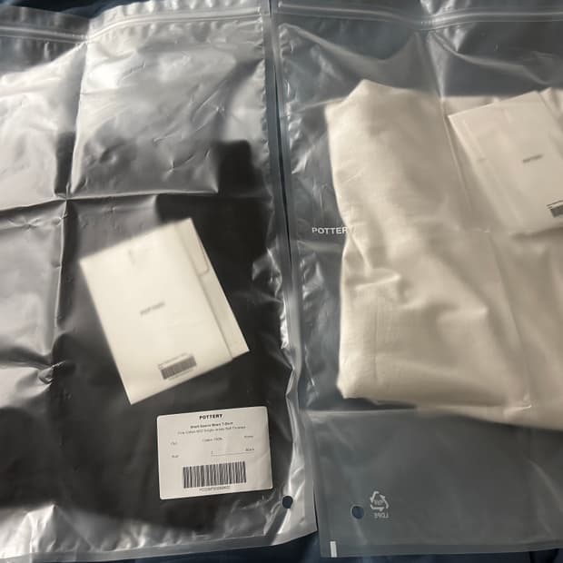 포터리 파인 코튼 베이식 티 블랙&화이트 2사이즈