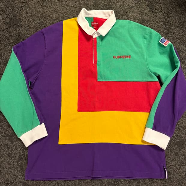 (XL) 20SS 슈프림 7’s 럭비 그린 롱슬리브 카라티