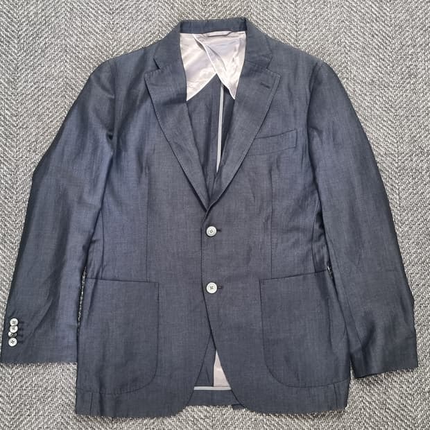 THE SUIT COMPANY — 네이비 린넨 혼방 투버튼 자켓