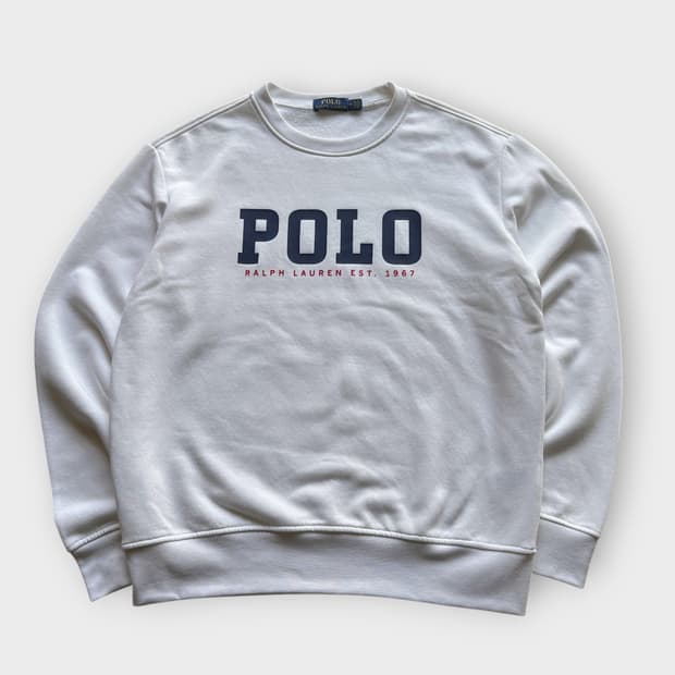 폴로 화이트 빅로고 맨투맨