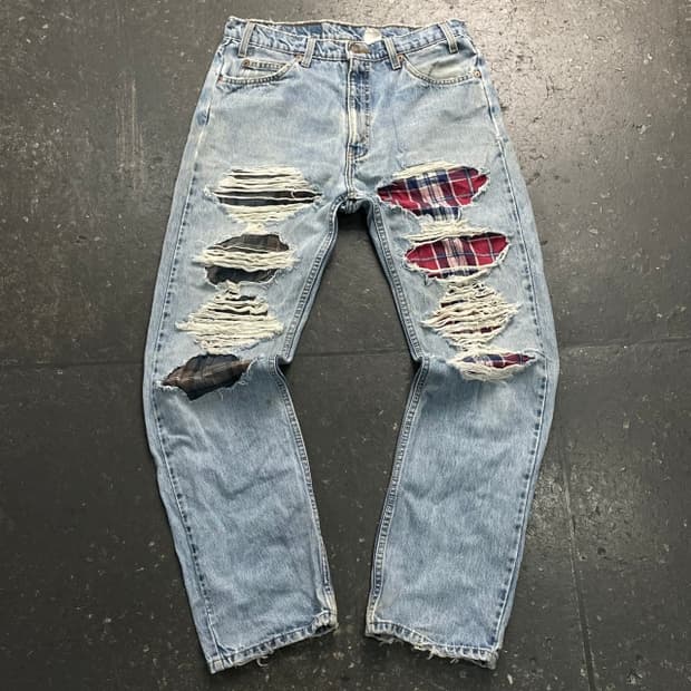 35 리바이스 505 리메이크 그런지 데님팬츠 