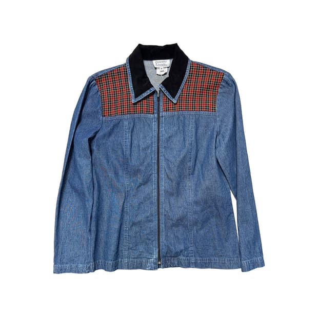 80s USA 빈티지 체크 데님 자켓 