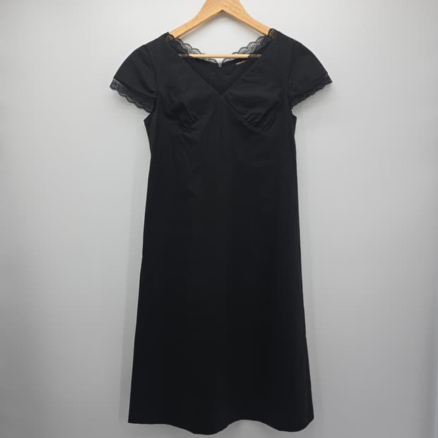 일본 빈티지 레이스 포인트 블랙 원피스