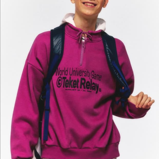 테켓 하프집업 맨투맨 핑크 L