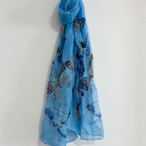 버터플라이 블루 빈티지 스카프
