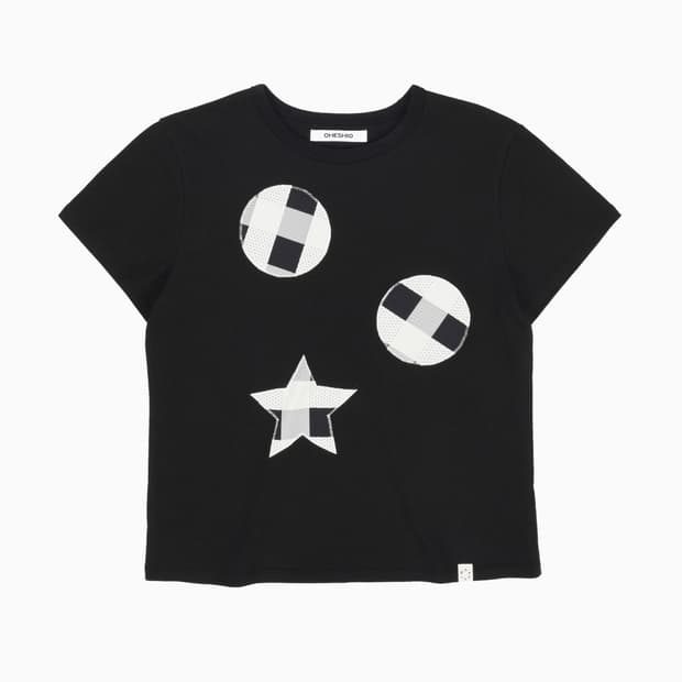 오헤시오 CHECK PATCHY T-SHIRTS, BLACK