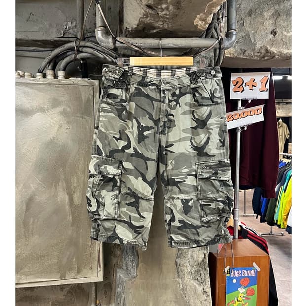 빈티지 카모 카고 하프 팬츠 36 #csz3554