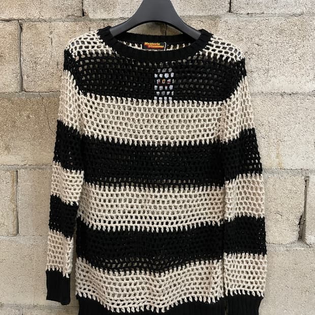 히스테릭 글래머 스트라이프 그물 니트 