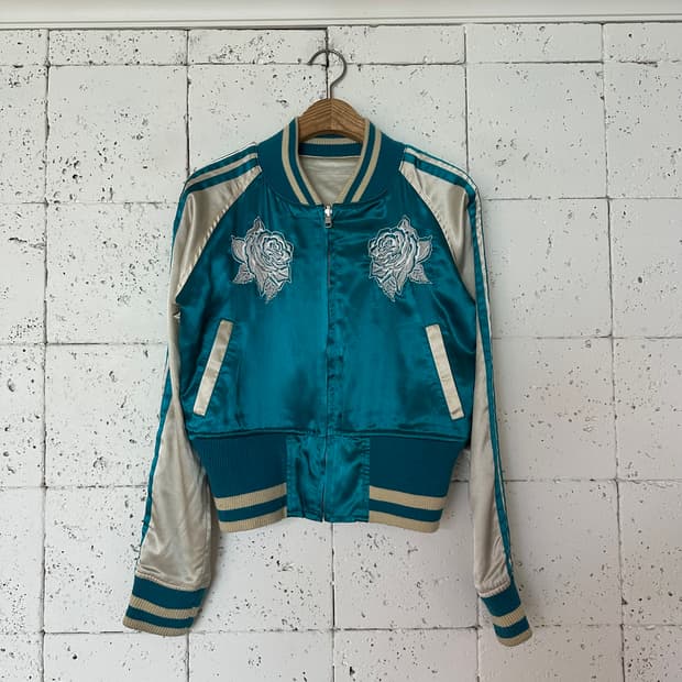 우먼L 빈티지 크롭 스카잔 리버서블