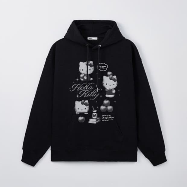 스파오 헬로키티 후드티 블랙 후드 풀오버 블랙 M
