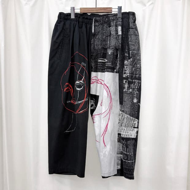 요지야마모토 뿌르옴므 뉴스페이퍼 아사쿠라 유카 드로잉 팬츠