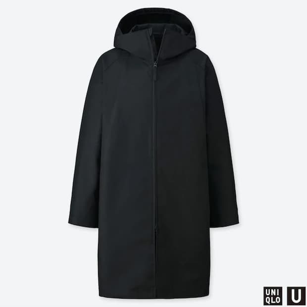 유니클로U 블록테크 후드 코트 블랙 L 피쉬테일 레인코트 모즈코트