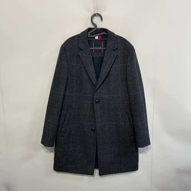 타미힐피거 남성 그레이 체크 코트 M 100 상태 최상