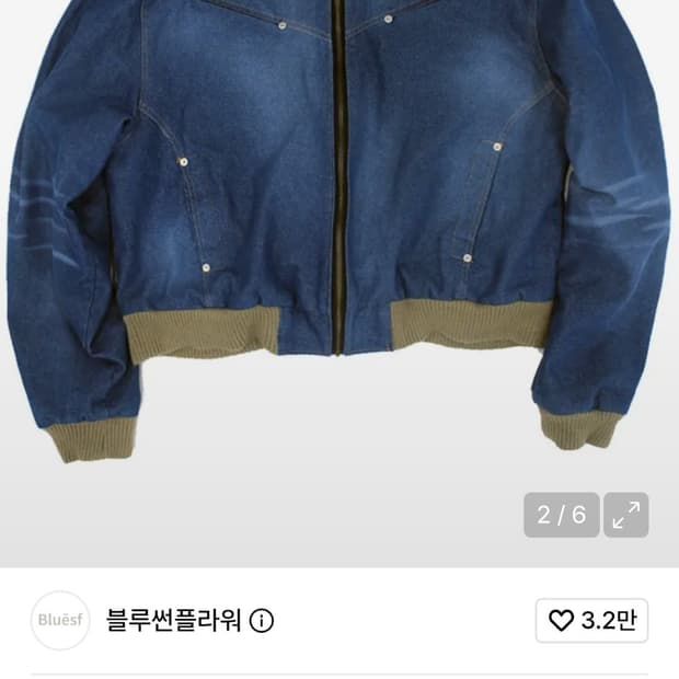 블루썬플라워 바이커 샌드 워싱 데님 자켓