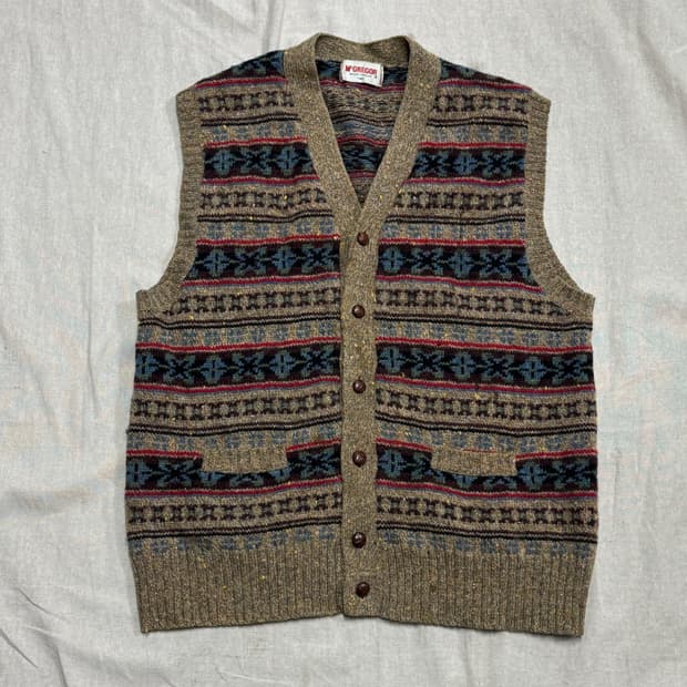 맥그리거 빈티지 에스닉 패턴 울 베스트 M