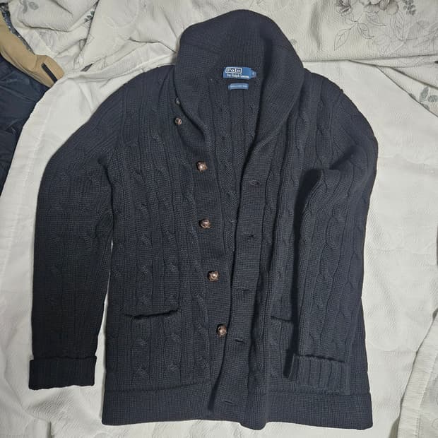 폴로랄프로렌 블랙 숄칼라 가디건 카디건 라지105