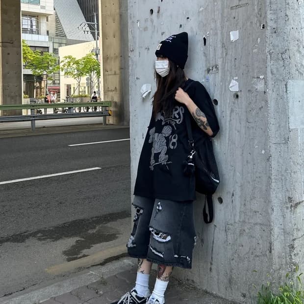 키도 데미지 버뮤다팬츠
