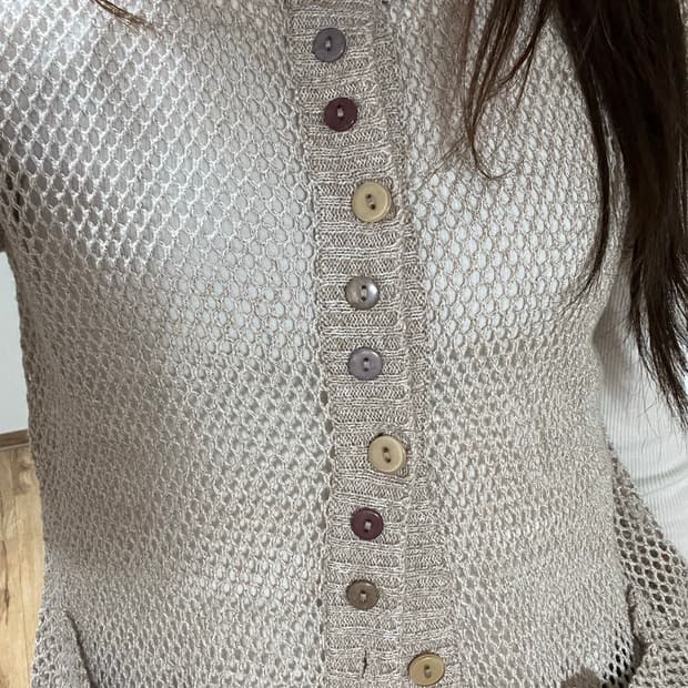 그물 반팔 가디건