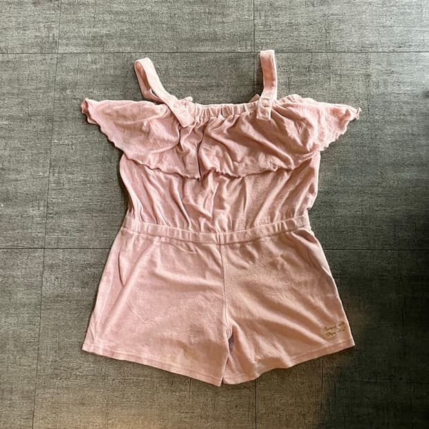 일본빈티지 핀터깔 라떼갸루 테리 오프숄더점프수트