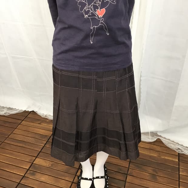 Jpn Almond Brown Plaid Skirt