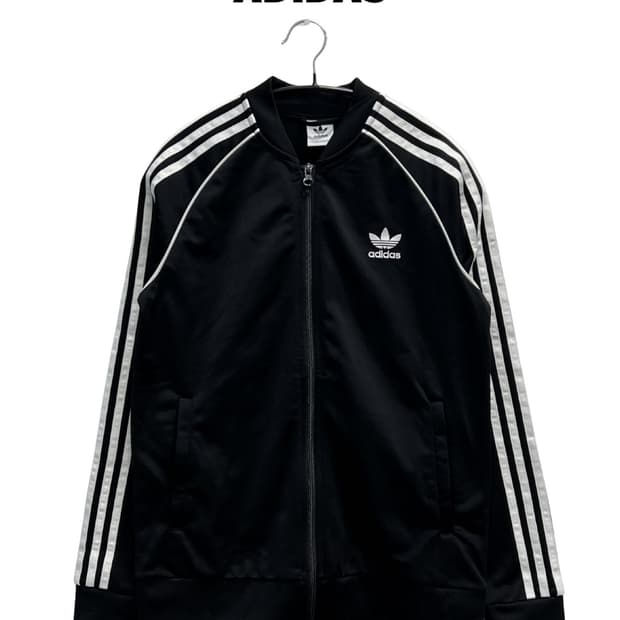 아디다스 키즈/우먼스 슈퍼스타 트랙탑 져지 블랙