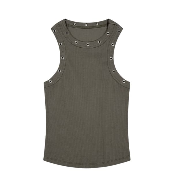 TUOMIO PIERCED TANK TOP 뚜오미오 나시 카키