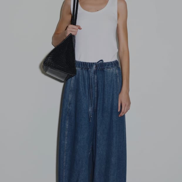 COS 코스 중청 배럴 레그 데님 드로스트링 팬츠 36