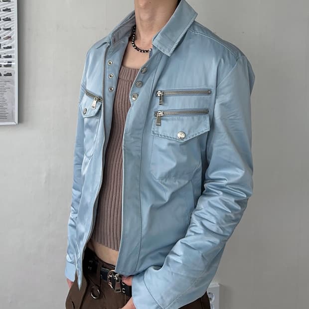 Gatsby Collection 글로시 바이커 자켓