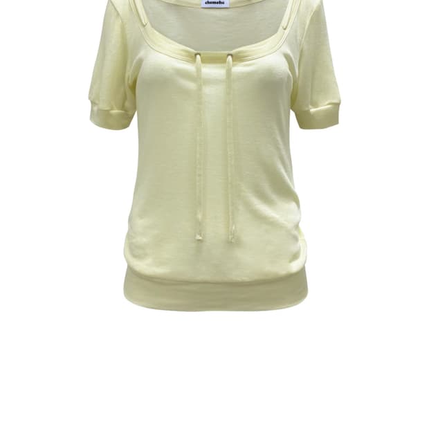 체메씨 Low-neck strap top Yellow