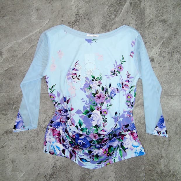INIZIO Light Blue See-Through Tops