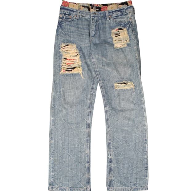 Oriental Pattern Grunge Point Denim