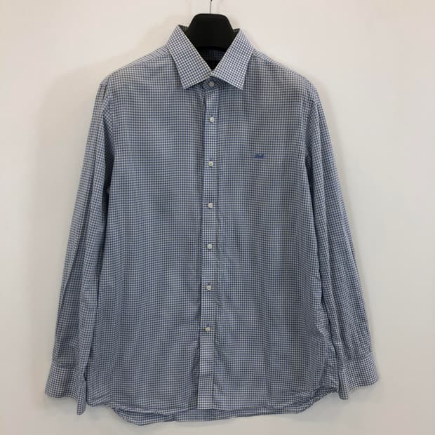 닥스 자수로고 블루 깅엄셔츠 105