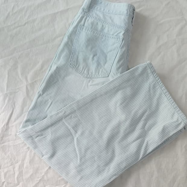 BLUE BRICK DENIM 스트라이프 와이드 팬츠